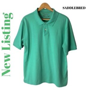 Saddlebred L Perfect Polo Mens Teal Green Shirt Golf Casual EUC